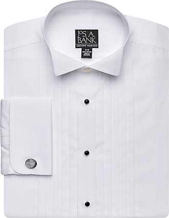 Jos. A. Bank Mens Executive Collection Traditional Fit Wing Collar French Cuff Formal Dress Shirt, White, 17 1/2x34