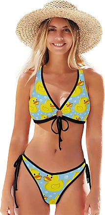 ADOME Women Bikini Set Tummy Control Swimsuit Two Piece High Waist Floral  Swimwear Plus Size