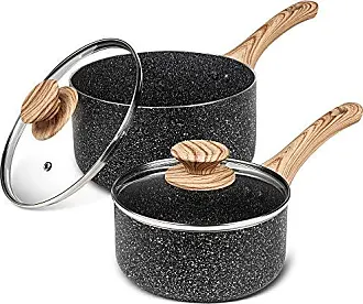 MICHELANGELO 3 Quart Saucepan with Lid, Hard Anodized Nonstick Sauce Pan  with Strainer Lid & Pour Spouts for Easy Pour, Granite Derived Coating  Sauce