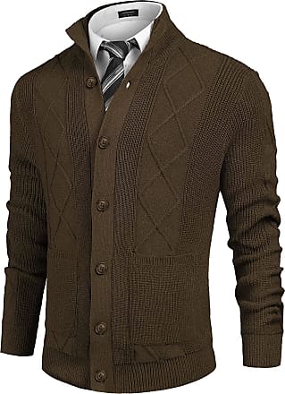 COOFANDY Mens Casual Slim Fit Cardigans V-Neck Basic Shawl Cardigan Sweater 