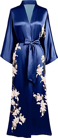 BABEYOND Kimono Dressing Gown Floral Printed Kimono Robe Long Satin Kimono Dress Cover Up for Women Wedding Pyjamas Party 135cm/53inches 