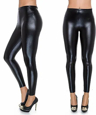 Silver Shiny Faux Leather Wet Look with Side Zip - Leggings