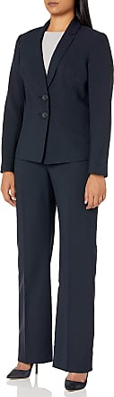 Le Suit Womens Cross DYE Melange 2 Button Peak Lapel Pant Suit, Navy/Black, 6