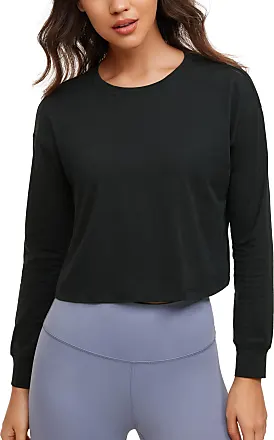  CRZ YOGA Long Sleeve Workout Shirts for Women Loose Fit-Pima  Cotton Yoga Shirts Casual Fall Tops Shirts Black XX-Small : Clothing, Shoes  & Jewelry