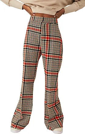 New FREE PEOPLE Plaid Jules High Rise Wide Leg Pants Trousers Green Combo 0  X 32