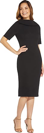 Adrianna Papell Womens Roll Neck Sheath with V Back, Black, 2