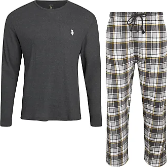  US Polo Assn Mens Thermal Pajama Set - Waffle Knit Top And  Long John Sweatpants