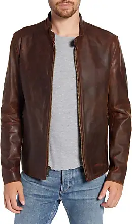 Schott NYC Unlined Rough Out Oiled Cowhide Trucker Jacket in Brown