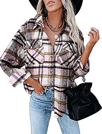 Ietaoo Chemisiers Femme Chemise à Carreaux Coton Manches Longues Flanelle Chemise Blouse Classique Décontractée Shirt pour Automne Hiver Printemps
