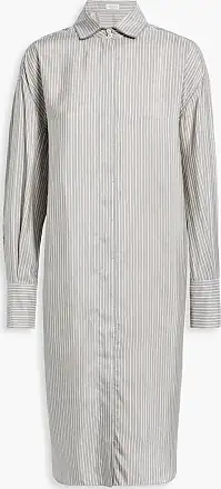 Grey Monili-trim silk crepe de Chine slip dress, Brunello Cucinelli