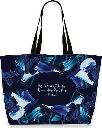 Trendyshop365 Shopper Einkaufstasche für Damen Groß blau-weiß gestreift 