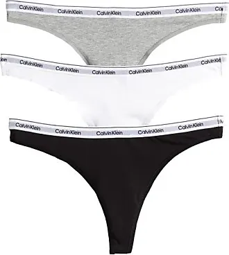 Calvin Klein Underwear Women's Motive Cotton Thong 3 Pack - Black/White/Grey