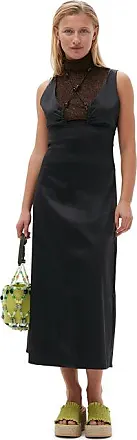 Black Double Satin Halter-Neck Dress