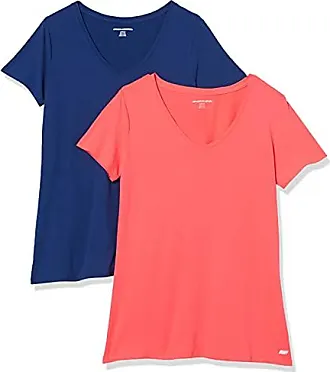 Essentials T-shirt Tech à manches courtes et col en V, extensible  (disponible en grande taille) Femme, Lot de 2, Blanc Tie-dye/Bleu Marine,  XS : : Mode