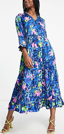Acne Studios Midi-jurk blauw-sleutelbloem bloemenprint zakelijke stijl Mode Jurken Midi-jurken 
