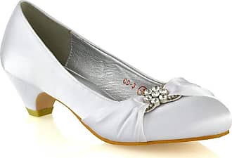 ESSEX GLAM New Womens Bridal Pumps Shoes Ladies Diamante Party Slip On Flat Courts Size 3-9 