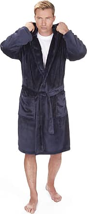 Men's Pierre Roche 2 Tone Snuggle Soft Touch Fleece Dressing Gown Hood Robe