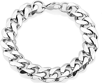   Crucible Stainless Steel Polished Box Clasp Curb Chain Link  Bracelet (15mm) - 8.5: Clothing, Shoes & Jewelry