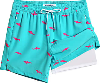 Blue Camo Swim Trunks - Compression Lined Swim Trunks with Zipper Pockets &  Lining, Quick Dry Beach Shorts
