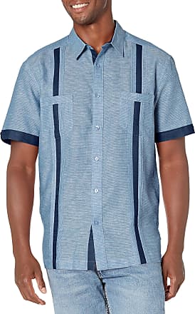 Cubavera Men's Tuck with Geometric Detail Short Sleeve Woven Shirt 