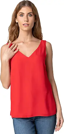 Roman Originals Women Cross Back V-Neck Camisole Vest - Ladies Cami Tank  Top Spring Summer Sleeveless Day Holiday Cruise Beach Party Sunset Style
