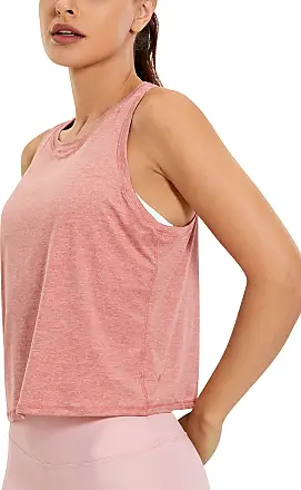 CRZ YOGA Women's Lightweight Heather Yoga Tank Tops Strappy Back Workout  Shirts