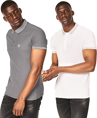 Quick Dry Moisture Wicking Collared Tshirt Smith & Jones 2 Pack Mens Solid Stripe Polo Tees with Pocket and Button Closure 
