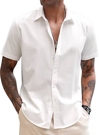 Buy COOFANDY Mens Hawaiian Shirt Sets Floral Cuban Collar Button Down Shirt  Suit, Brown Leaves - Cuban Collar, Large at