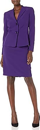 Le Suit Womens Plus Size 1 Button Notch Collar Zip Pocket Pindot Skirt Suit