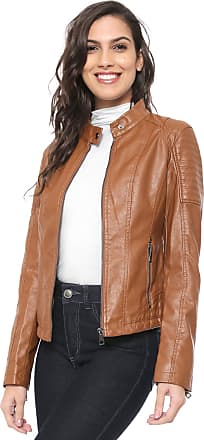 jaqueta de couro legitimo feminina marrom