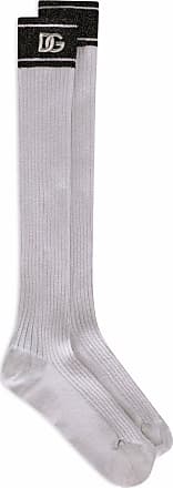 Dolce & Gabbana metallic ribbed-knit socks - Silver