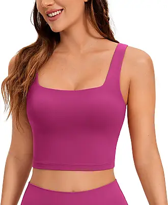 CRZ YOGA Womens Butterluxe Halter Longline Sports Bra - Padded Workout Yoga Crop  Tank Tops with Built in Shelf Bra Black XX-Small at  Women's Clothing  store