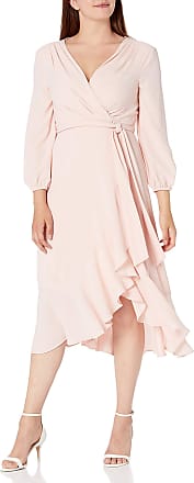 Jessica Howard Womens 3/4 Sleeve Faux Wrap Dress, Blush, 10