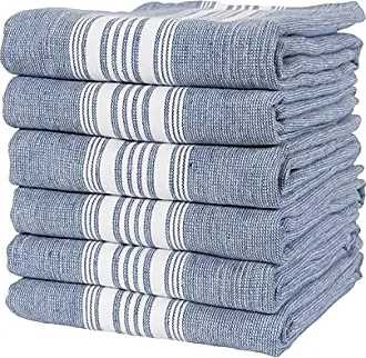Kaf Home Assorted Flat Kitchen Towels, Set Of 10 Dish Towels, 100% Cotton  - 18 X 28 Inches