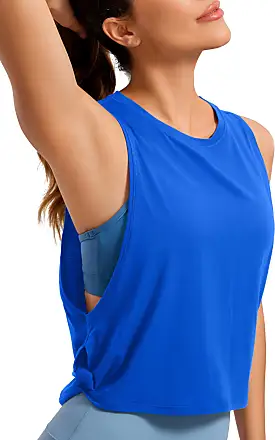 CRZ YOGA Women's Pima Cotton Workout Tank Crop Sports Shirt Sleeveless Yoga  Running Tops
