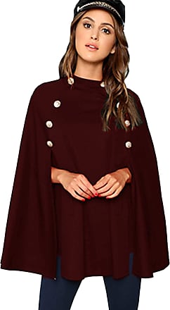 Iristide Women's Loose Cloak Poncho With Stylish Trumpet Button,Pullover Wrap 