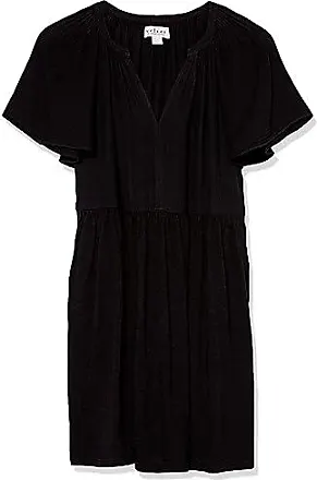 VELVET BY GRAHAM & SPENCER Women's Paige Cotton Slub Mix Dress, Black,  X-Small at  Women's Clothing store