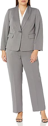 Le Suit Womens Size Plus 1 Button Notch Collar Glossy Melange Pant Suit 