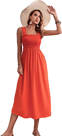 fashsgirl Womens Spaghetti Strap Midi Dress Bohemian Floral Print Short Dress Ruffle Sling Dress tie Waist Swing Camis Dress 