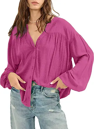 Womens Flowy Babydoll Tees 2023 Fall Fashion Plus Size Pleated Ruffle Long  Sleeve Blouses Cute Button up Pullovers Gray at  Women's Clothing  store
