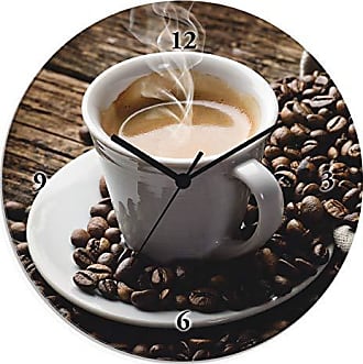 Artland Wanduhr Glas lautlos Ø 30 cm Funk Kaffee Coffee Cafe Kaffeetasse T5XO 