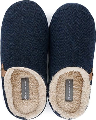 Mens DUNLOP Faux Fur Lined Outdoor Sole Slippers Size 6 7 8 9 10 11 12 