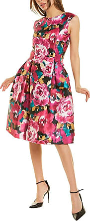 Tahari by ASL Womens Cap Sleeve Boat Neck Fit N Flare Dress, Pink Paint Floral, 4
