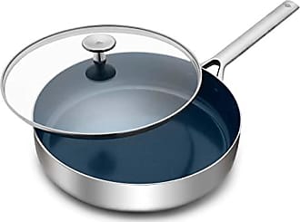 Silver 9.5 and 11 Blue Diamond Cookware Triple Steel Diamond-Infused Ceramic Nonstick Frying Pan Set 