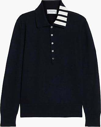 Thom Browne - Navy Classic Pique Center Back Stripe Relaxed Fit Short Sleeve Polo - 40 - Blue - Female