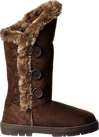Womens Girls Ella Wide Calf Quilted Biker Fur Lined Warm Flat Winter Snug Boots 