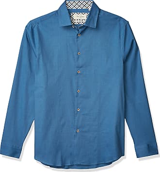 Les Canebiers Mens Long Sleeve Collar Tamaris Linen Shirt Blue Size 4XL 