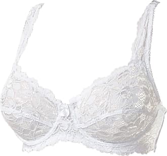 K2-4 UK "M&S" White Cotton Non-Padded Underwired Bras w/ Lace Trim 