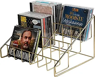 MyGift Brass Plated Metal Wire Wall Mounted Vinyl LP Record Storage Holder, Album Display Rack, Set of 2