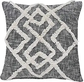 LR Home Bordered Modern Rustic Throw Pillow, 20 inch x 20 inch, Gray / White